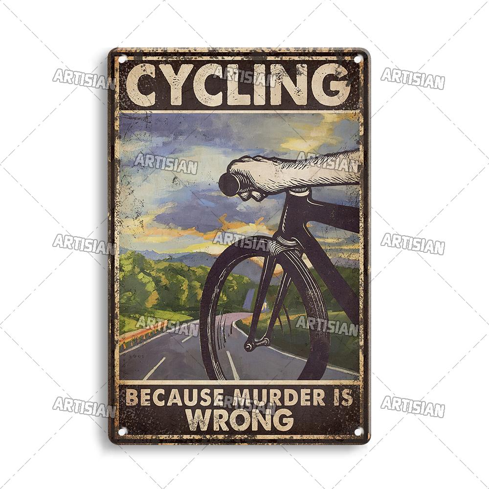 Artisian Cycling Decorative Plaque Bicycle Metal Sign Bike Sport Tin Plate Wall Decor Garage Bar Pub Club Hotel Cafe Kitchen