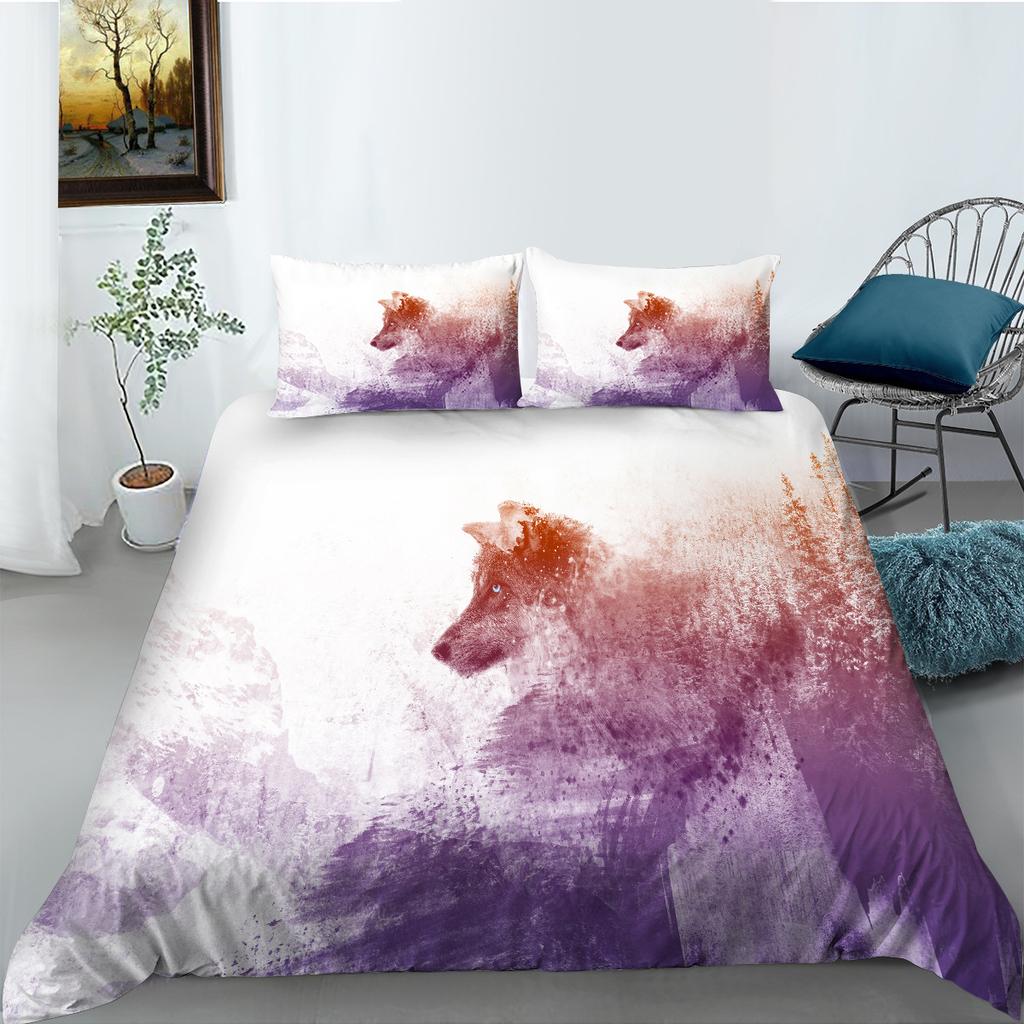 Wolf Series Bedding Two Or Three-Piece Digital Printing Polyester Fabric