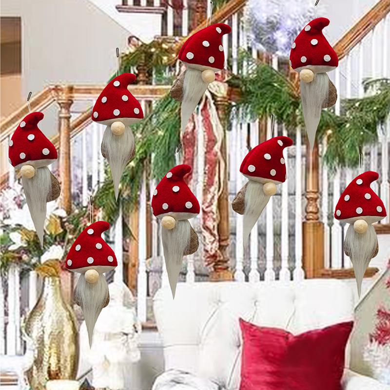 1/4/6PC Red Christmas Tree Tree Hanging Cute Hanging Pendants Party Long Beard Doll Pendants Christmas