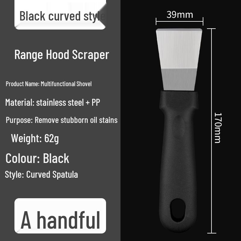 Stainless Steel Multifunctional Scraper for Pot Bottoms and Oil Stains - Black Kitchen Cleaning Tool