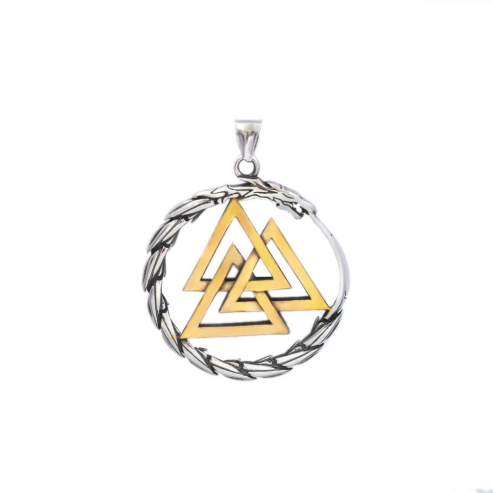 Vintage Viking Dragon Pendant Punk 316L Stainless Steel Vikings Valknut Necklace for Men Domineering Jewelry