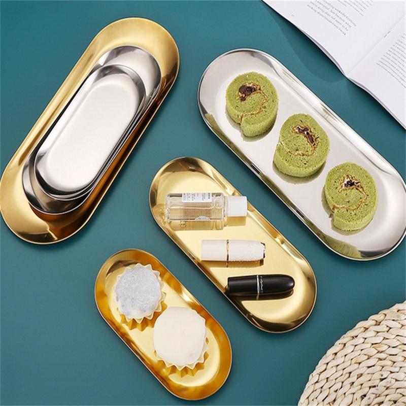 S/L Gold Edelstahl Nailart Ausrüstung Platte Kosmetik Aufbewahrungstablett Arzt Chirurgisch Dental Tablett Nagel Schale Maniküre Werkzeuge