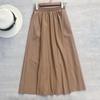 Women's Winter Faux Leather Pleated High Waist A-Line Midi Skirt Long Skirt