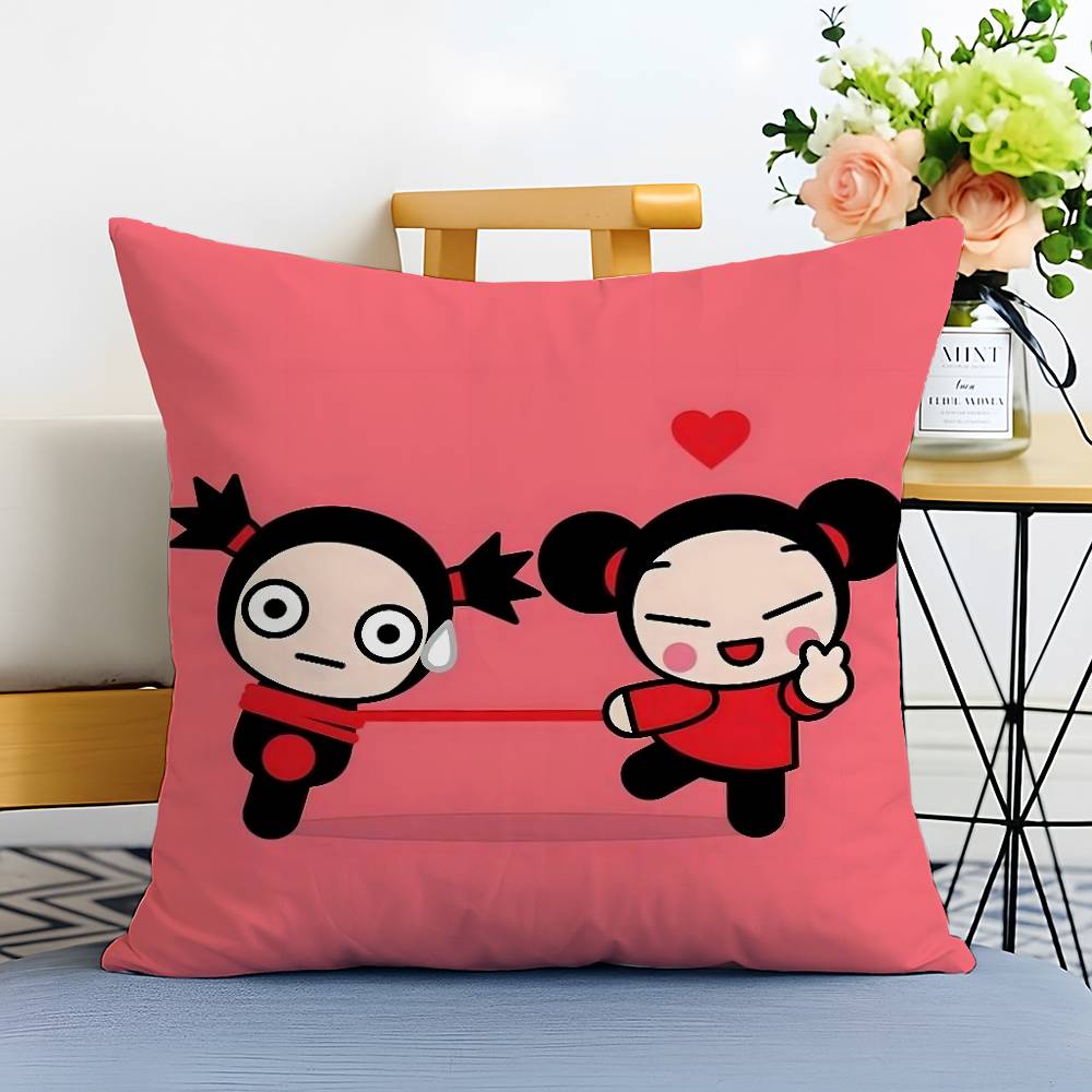 Anime P-Puccas Pillow Case Anti-dustmite Pillowcase Invisible Zipper Silky Short Plush Sofa Cushion Cover