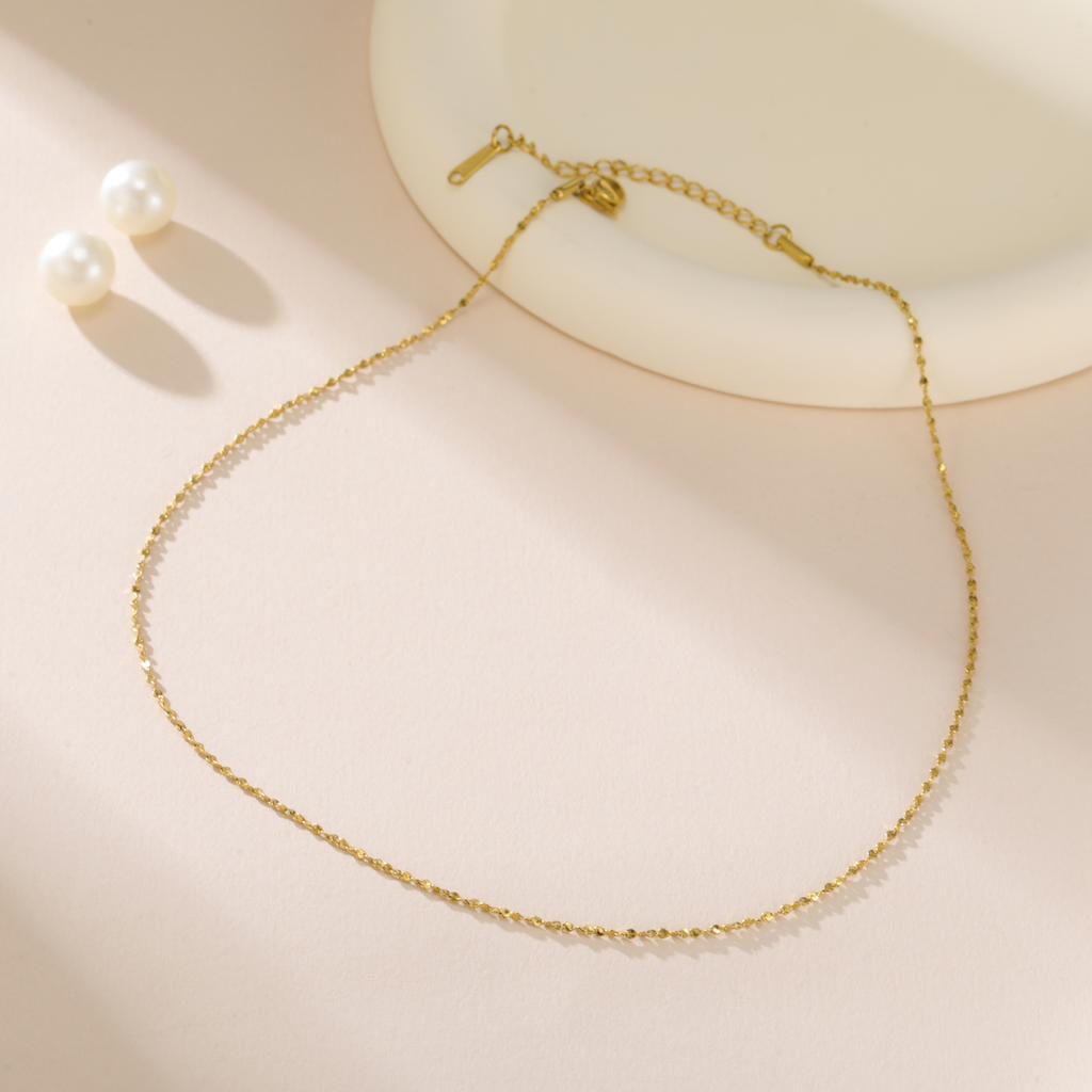 Teamer Sparkle Chain Necklace For Women Girls Stainless Steel Gold Color Basic Minimalist Necklace Choker Jewelry 2026 New