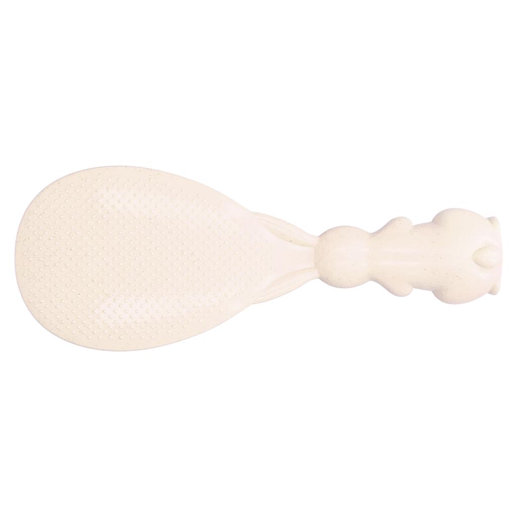 Cute Bunny Non Stick Rice Spoon Threedimensional Standable Rabbit Rice Scoop for Rice Cooker(Beige )