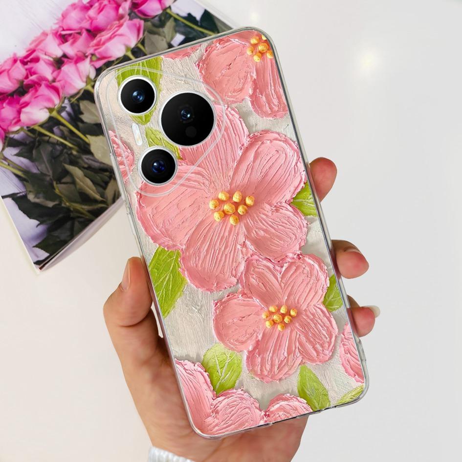 For Huawei Pura 70 Pro Plus Case Fashion Flowers Clear Soft Silicone Shockproof Phone Cover For Huawei Pura 70 Pro Pura70 Bumper