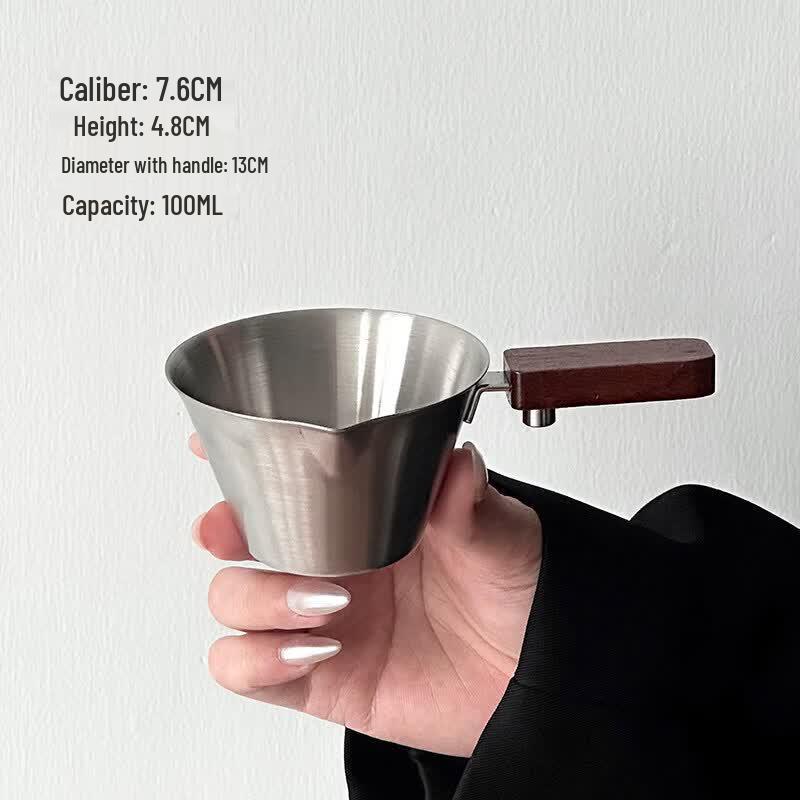 Qiwei Walnut Handle Espresso Measuring Cup & Milk Pitcher