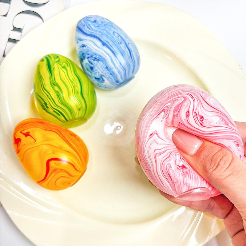 Œuf marbré à presser Jouet à rebond lent Soulagement du stress Fidget Jouet Squishy Portable Doux Décompression Anti-anxiété Pour Adulte