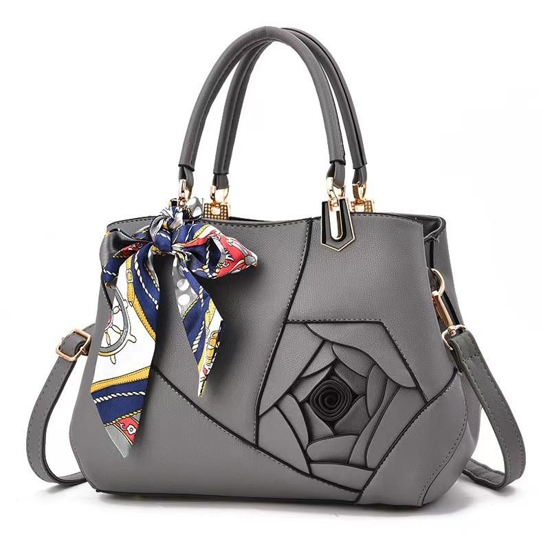 Stylish Pu Bucket Handbag For Women With Floral Scarf Design And Spacious Interior