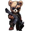 Cute Bear Soldier Graphic T-Shirt Black Animal Warrior Print for Casual Wear and Gaming Fans