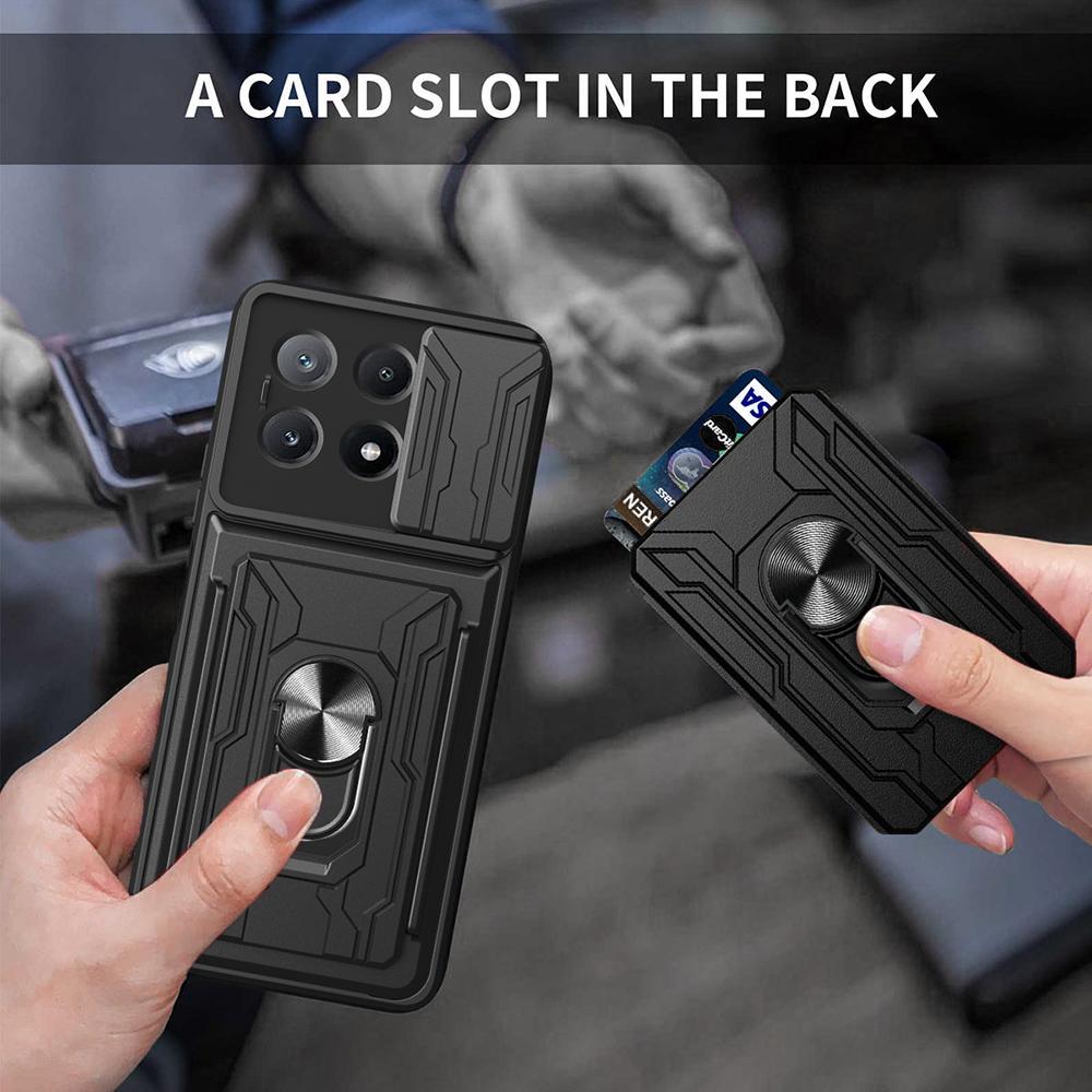 For Xiaomi Redmi K70E 5G/Poco X6 Pro 5G Case PC+TPU Kickstand Phone Back Cover with Camera Slider
