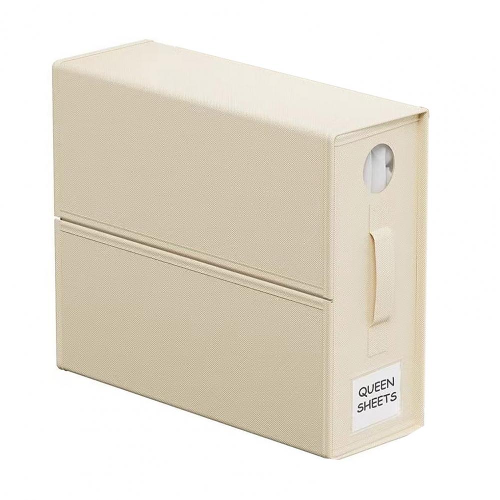 

Sheet Organizer Dust-proof Bed Sheet Storage Box with Reinforced Handles Zipper Design for Bedroom Closet Organization бежевий