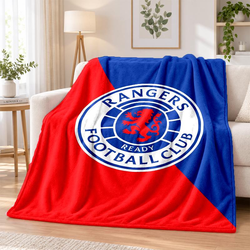 Rangers FC Printed Flannel Blanket Warm Comfort Bed Throw For Indoor Home Decoration