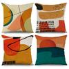 4Pcs Retro Abstract Cushion Covers, Boho Sun & Leaf Geometric Pillow Cases For Sofa Bedroom Living Room 45X45Cm