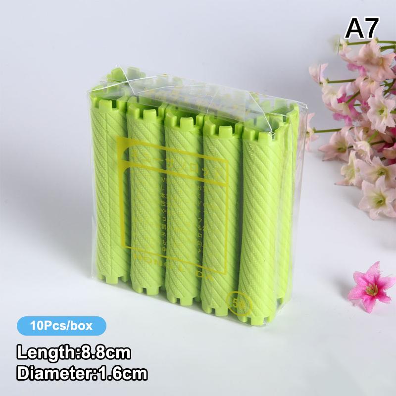 

10pcs DIY Heatless Lengthened Hair Roller Stick Perm Tools Hollow Design Spiral Hair Curler Magic Curls Curly Hair Styling Kits