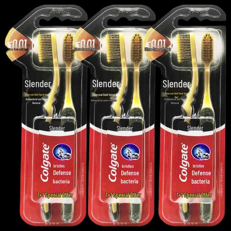 Colgate Slim Soft Charcoal Gold Toothbrush 3-Pack