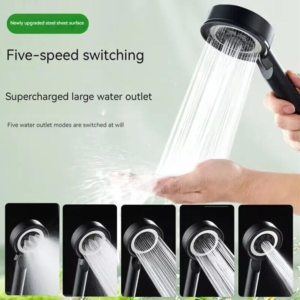 5 Modes Bathroom Shower Head Handheld HighPressure Water Saver Showerhead Portable Black Rainfall Massage Shower Nozzl