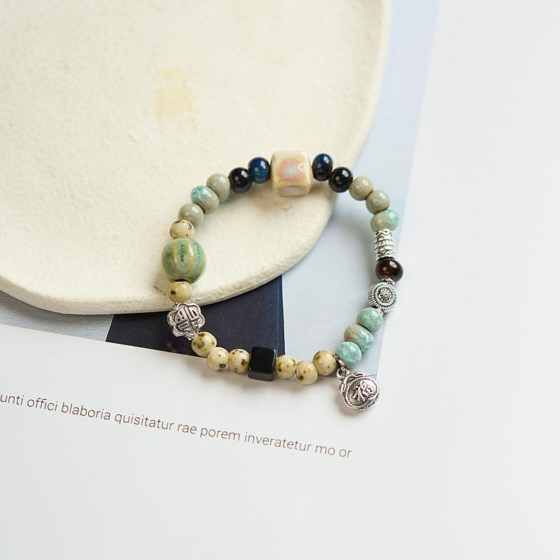 Literary Bracelet Maillard Color Jingdezhen Ceramic Bracelet Female Gift Student National Style Creative National Style Accessories