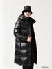 Black Gold Couple's High-End Hooded Long Down Jacket - Unisex, Over-the-Knee, Winter Warmth