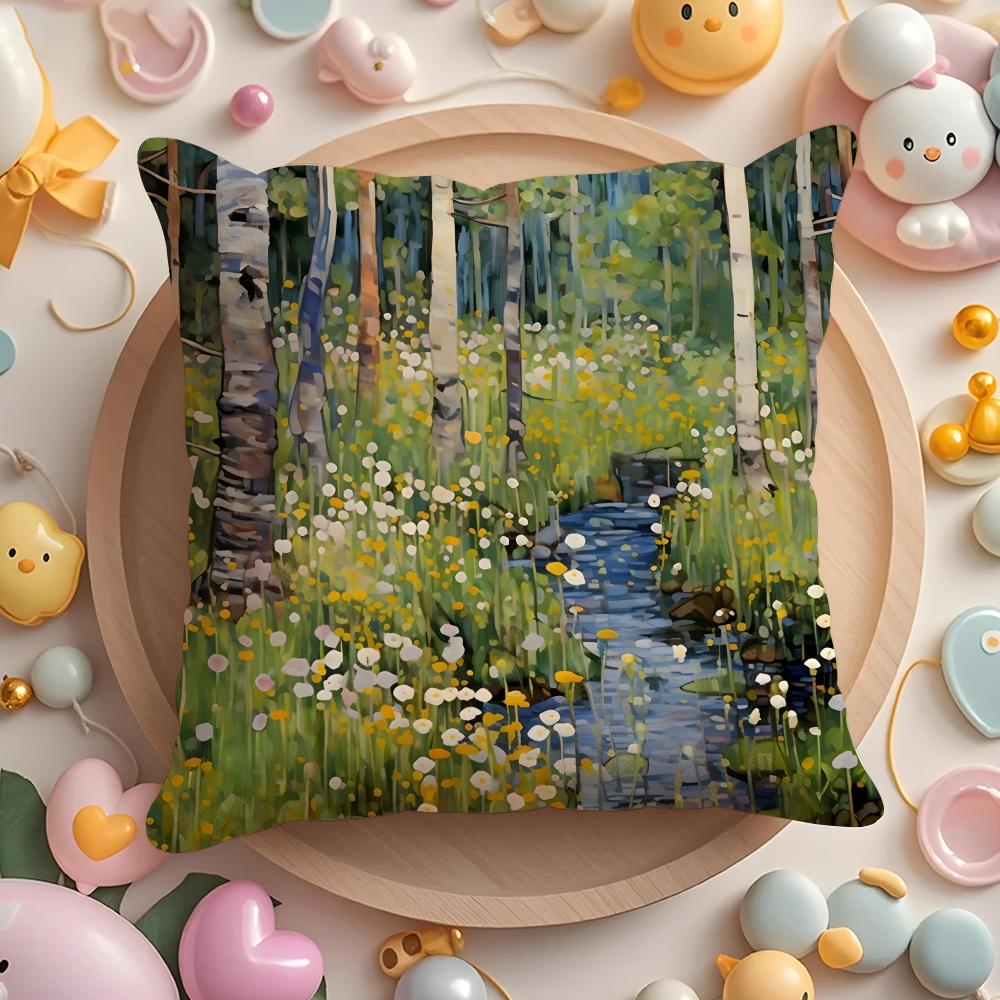 Midsummer Nights Flowers Cushion Cover Short Plush DoubleSided Printing Home Machine Washable in Warm Winter Pillow Cover