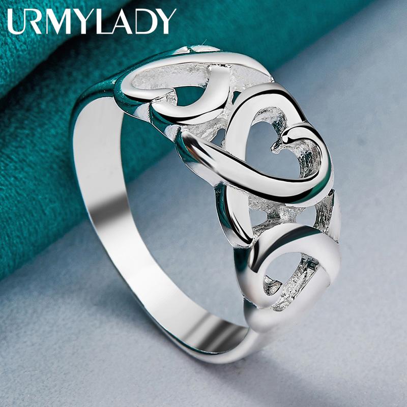 925 Sterling Silver Love Heart 6-10# Ring For Women Fashion Charm Jewelry MR060