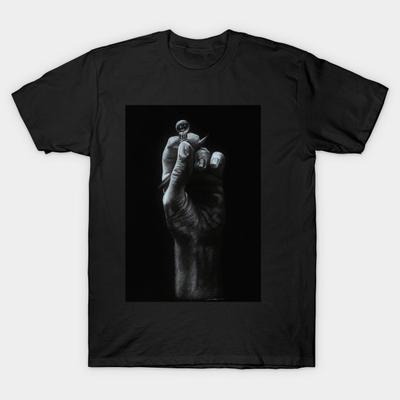 Schwarzes T-Shirt mit Aufdruck für Männer, supergroß, „a-small-thought“, Baumwolle, ohne Schnitt, mit Aufdruck auf Transferpapier