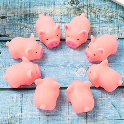 10pcs Mini Rubber Pig Baby Bath Toys Pink Piggy Decompression Venting Toys Float Squeak Toys for Baby Shower for Children