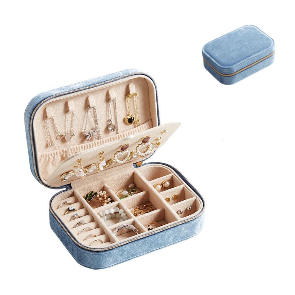 Rectangle Vintage Ring Case 2 Layer Jewelry Case Portable Velvet  Jewelry Box  Valentine