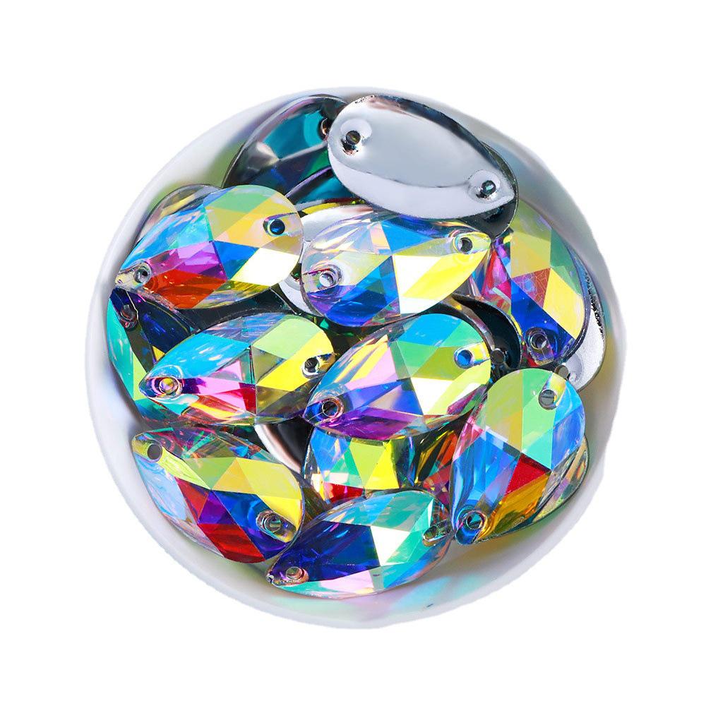 Hand-Sewn Water Drop Resin Rhinestones Brooches - Vintage DIY Clothing Accessories