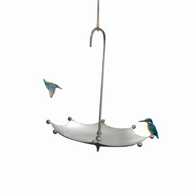 Regenschirmförmige Vogelfutterkrippe Outdoor Retro Rostige Vogeltränke Hängendes Vogelhaus Tablett für