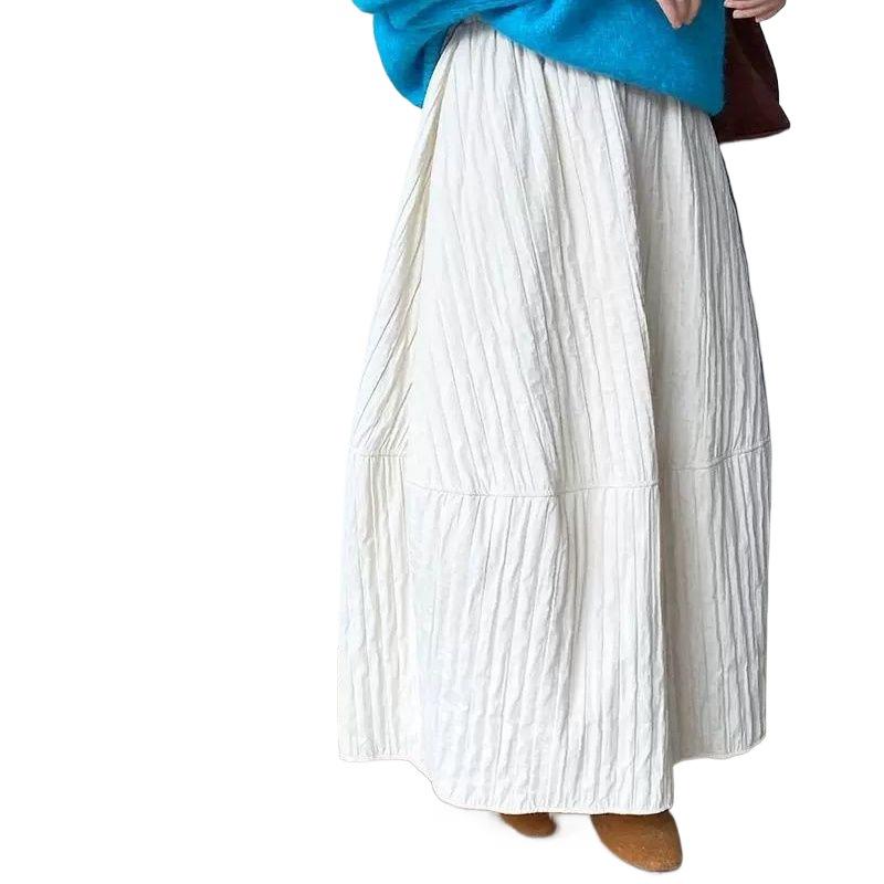Retro Quilted French-Inspired Midi Skirt: Slim-Fit, Versatile Women’s Fashion 2025