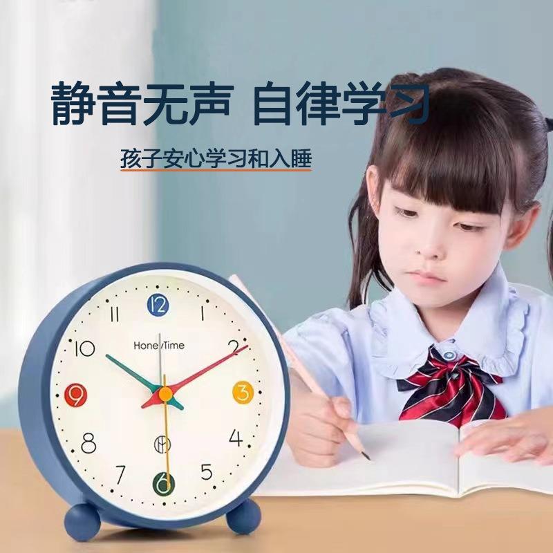 Creative Morandi Colorful Desktop Alarm Clock Students Wake Up Bedroom Decorative Clock Quartz Silent Watch Decorative Ornaments