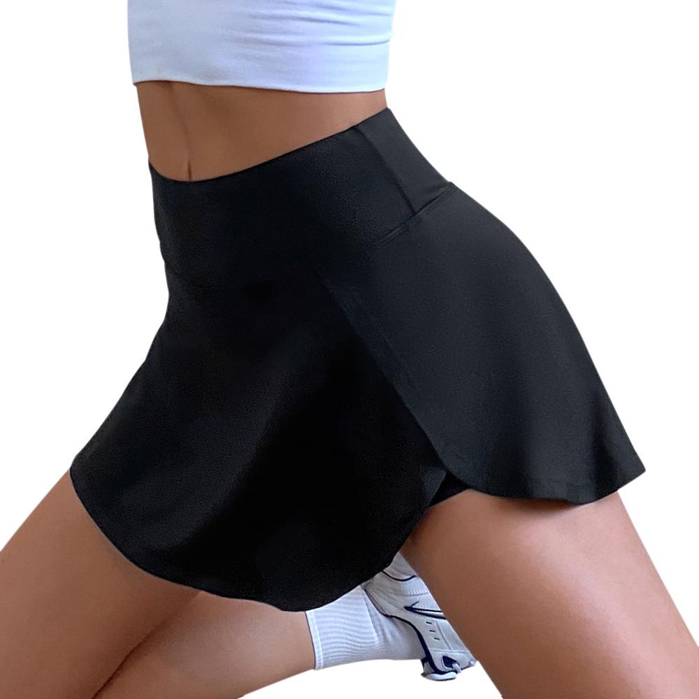 Yüksek Belli Kadın Yoga Eteği, Bol Dış Katmanlı ve Dar Kesim Koşu Şortlu