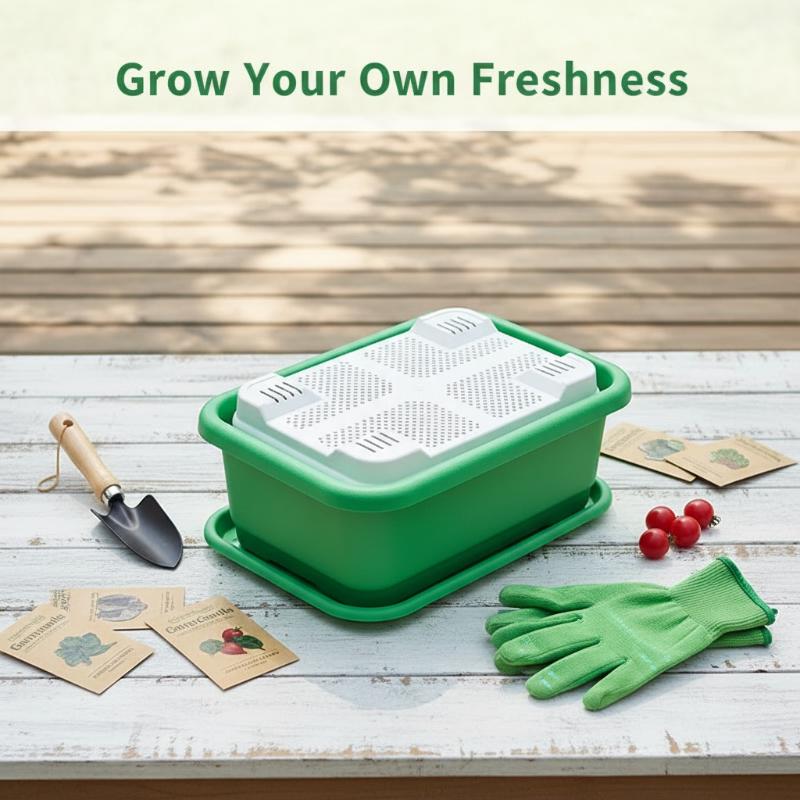 1Set Plastic Vegetable Planters With Tray Rectangular Flowerpots For Balcony Indoor Gardening Breathable Plants Pots Garden Tool