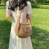Vintage Straw Woven Bag Women's Summer Seaside Vacation Beach  Shoulder Messenger Bag Underarm Saddle Woven Big Bag
