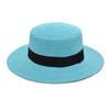 Summer Sun Protection Beach Flat-Brimmed Straw Hat Straw Woven Sunshade Hat Beach Wide-Brimmed Hat