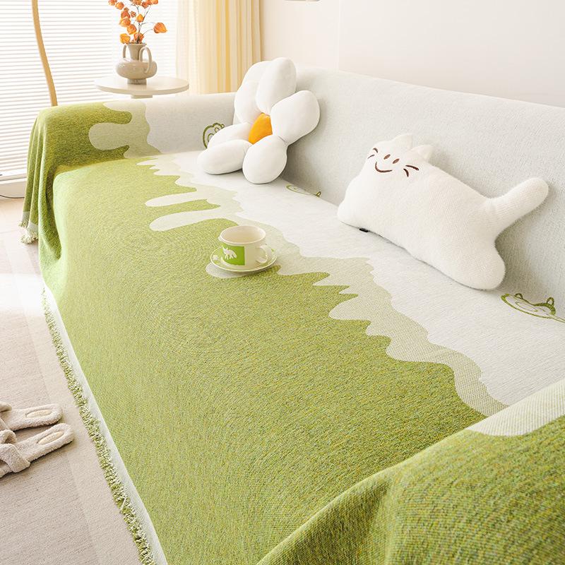 Chenille Sofa Handtuch, Universell für alle Jahreszeiten, Hochwertige Sofa Decke, Kratzfest für Katzen, Einteiliger kleiner frischer Sofaüberwurf