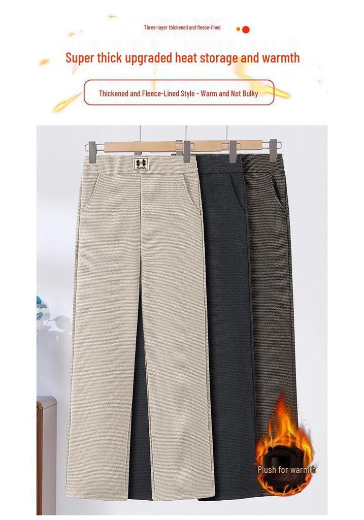 Damen Winter Wollhose mit weitem Bein: Verdickt, Plus Samt, für mittlere und ältere Menschen