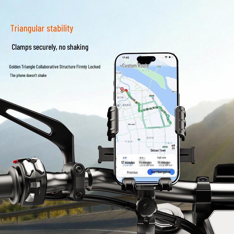 Universal Anti-Shake Mobile Holder for Scooters, Motorcycles & Bicycles - Ideal for Navigation & Food Delivery Riders