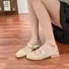 Grape Mother Sparkling Diamond Buckle Small Square Head Width Word with Commuting Versatile Low Heel Temperament Half Drag Women's Bag Head Lazy Shoes