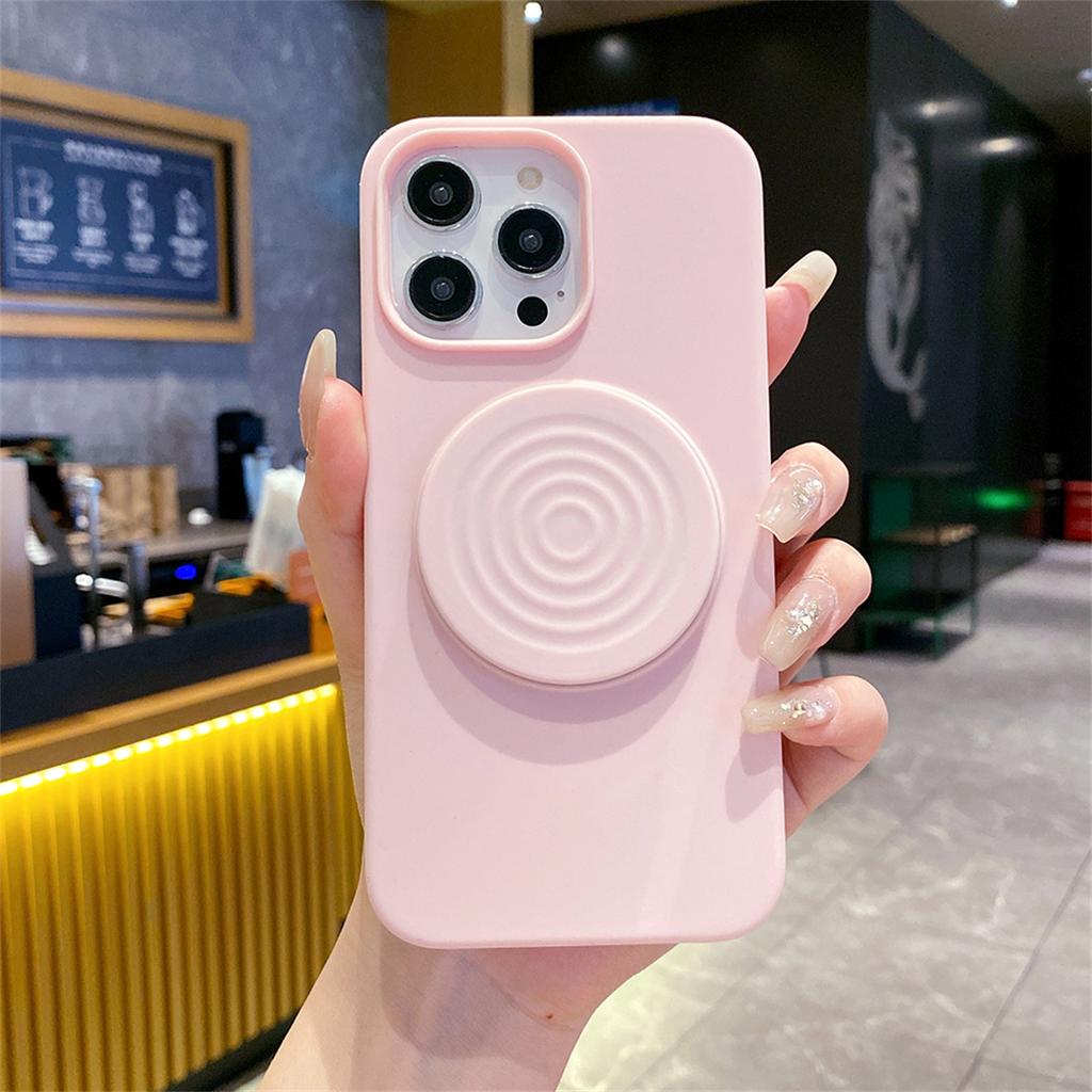 Matte Water Ripple Bracket Solid Phone Case for IPhone 17 Air 16 15 14 Pro Max 13 Holder Shockproof Silicone Protective Cover