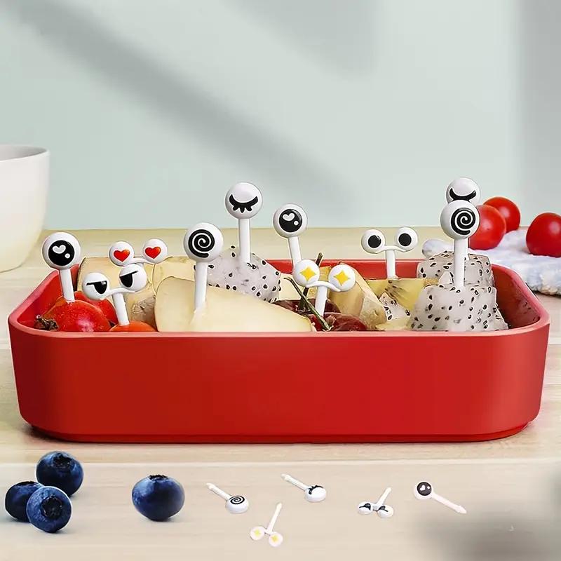 10pcs/set Cartoon Cute Baby Stainless Steel Fruit Fork with Small Ceramic Jar Household Creative Safety Children's Fruit Forks