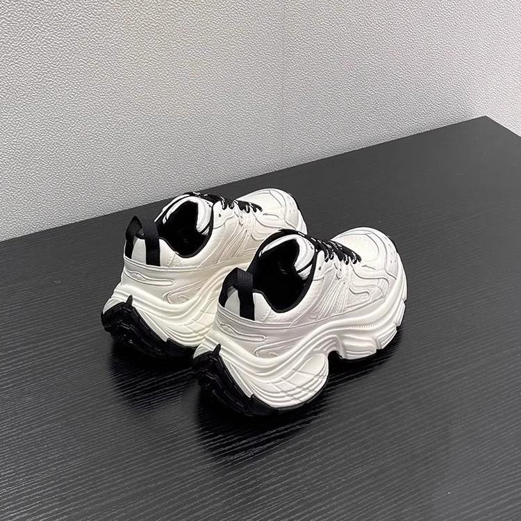 European muffin sole dad shoes women's 2025 spring new versatile casual thick sole height increase ultra-light sports little white shoes