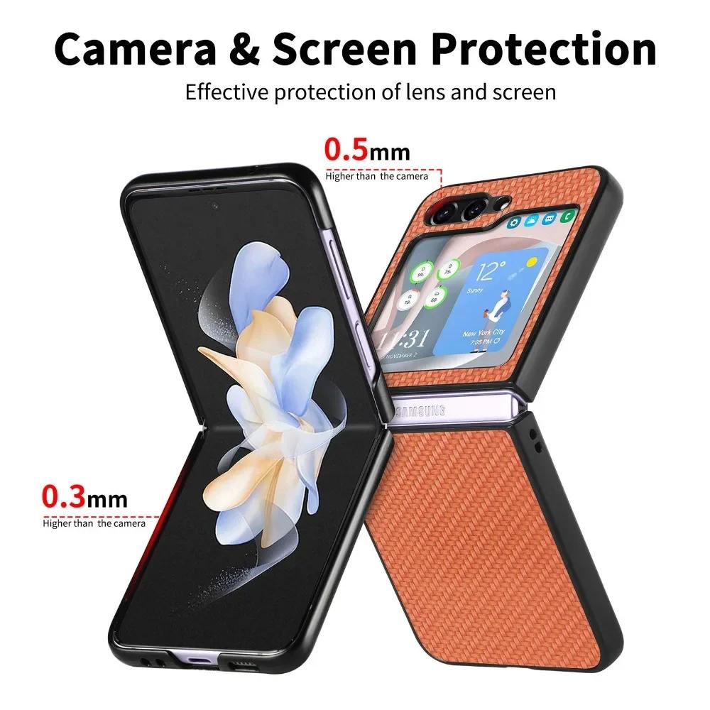 Flip Case for Samsung Galaxy Z Flip 6 5 4 3 2 Flip6 Flip5 Flip4 Flip3 Flip2 5G Ultra Slim Durable Hard PC Shell PU Leather Cover