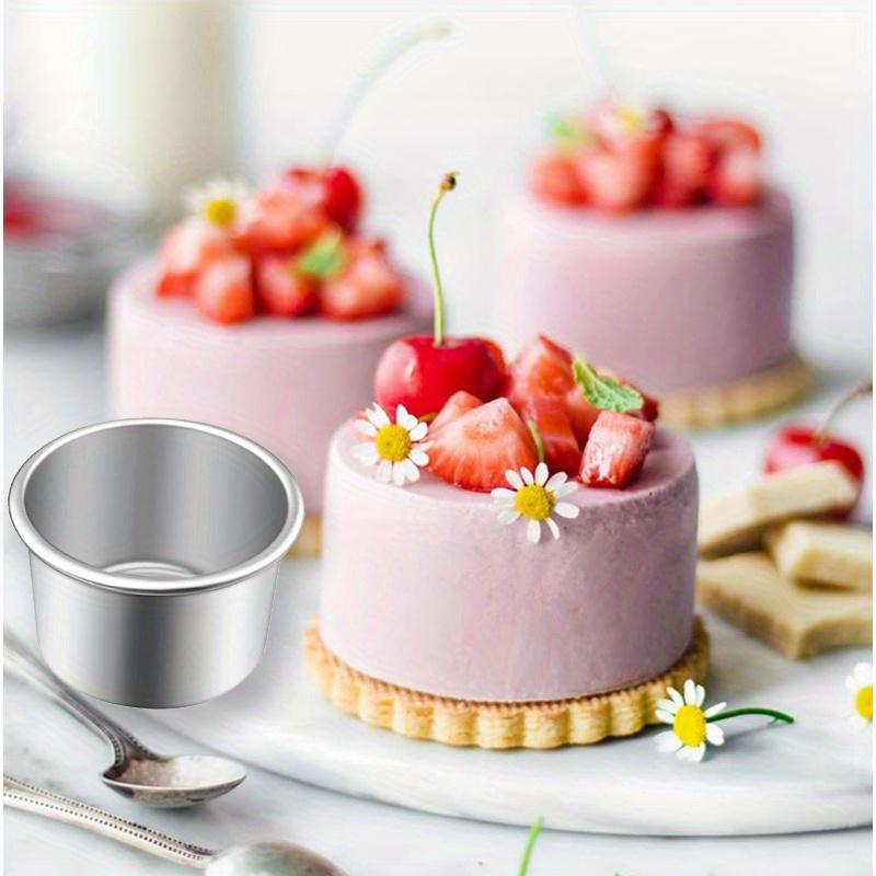 2pcs 2-Inch Mini Cake Pans Set - Non-Stick Removable Base for Cheesecakes, Cupcakes, Desserts
