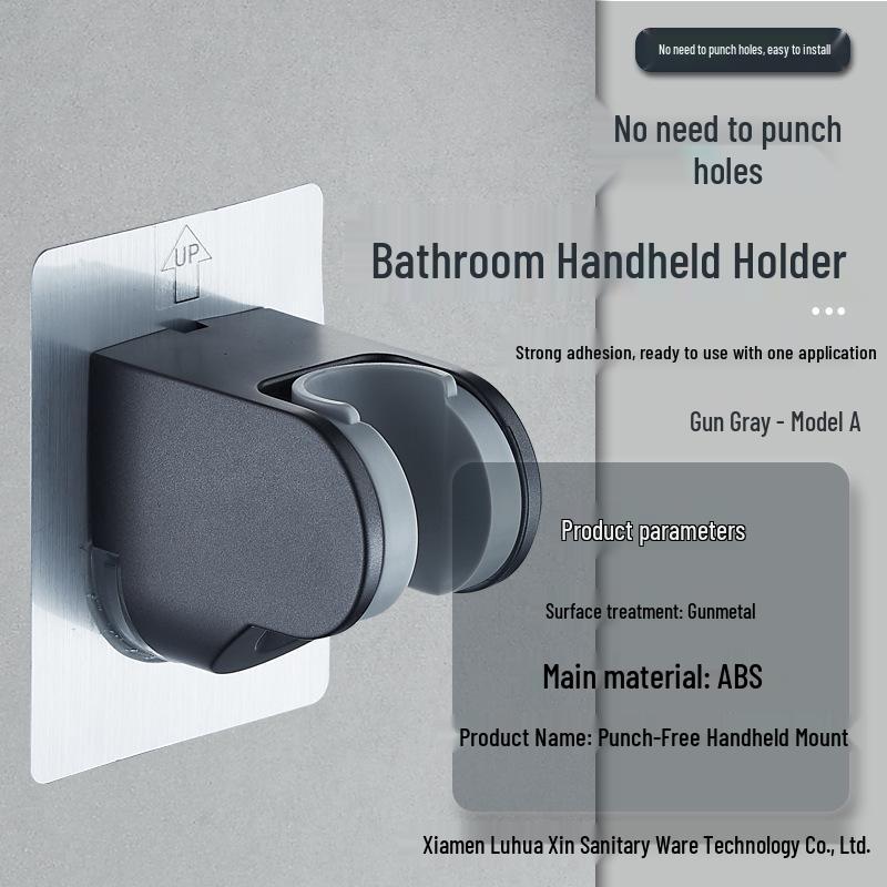 No-Drill Movable Shower Head Holder with Suction Cup Wall Mount for Bathroom