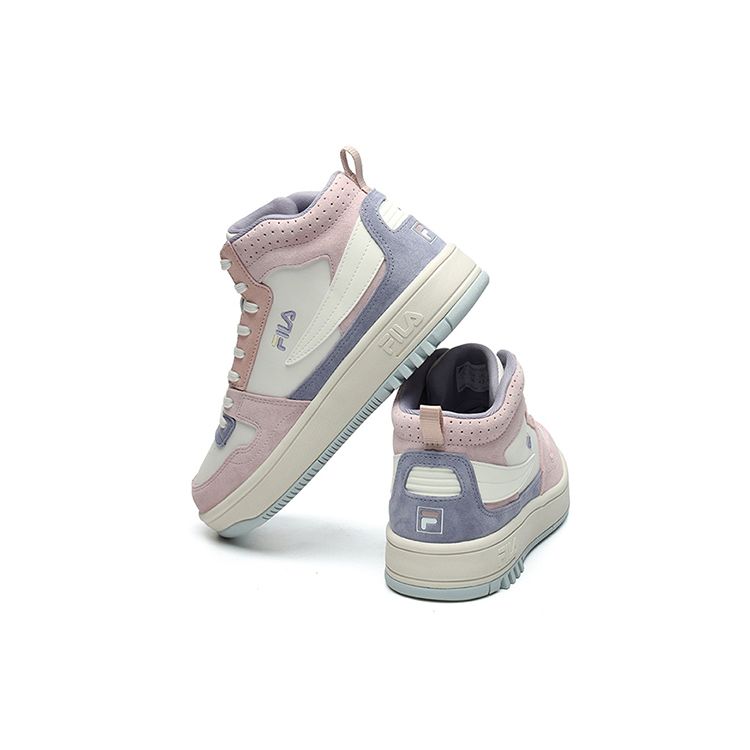 FILA Leather Retro Casual Non-Slip Durable High-Top Skate Shoes Women sneaker Light-Pink F12W216205FWP