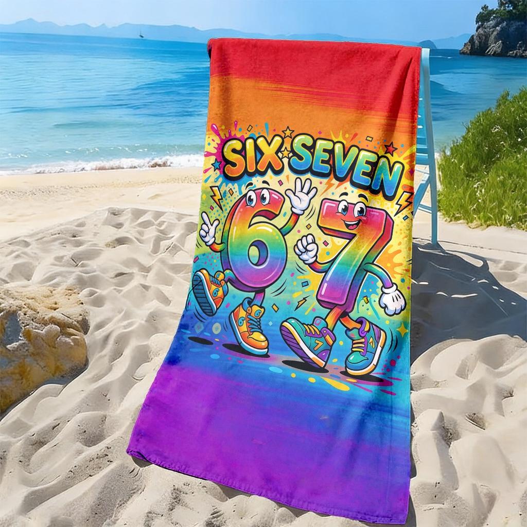 Numero 67 Asciugamano Arcobaleno Unisex Leggero Assorbente per Piscina Yoga Campeggio Viaggio Essenziale da Spiaggia Regalo Lavabile in Lavatrice