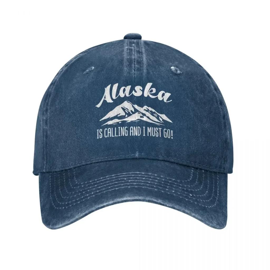 Lässige Alaska Ruft Berge Baseballkappe Unisex Damen Used Gewaschen Snapback Lustiger Reise Spruch Outdoor Workouts Hüte
